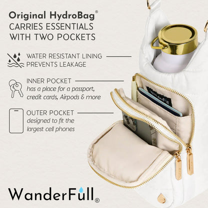 White HydroBag® with Pickleball Embroidery and Striped Strap