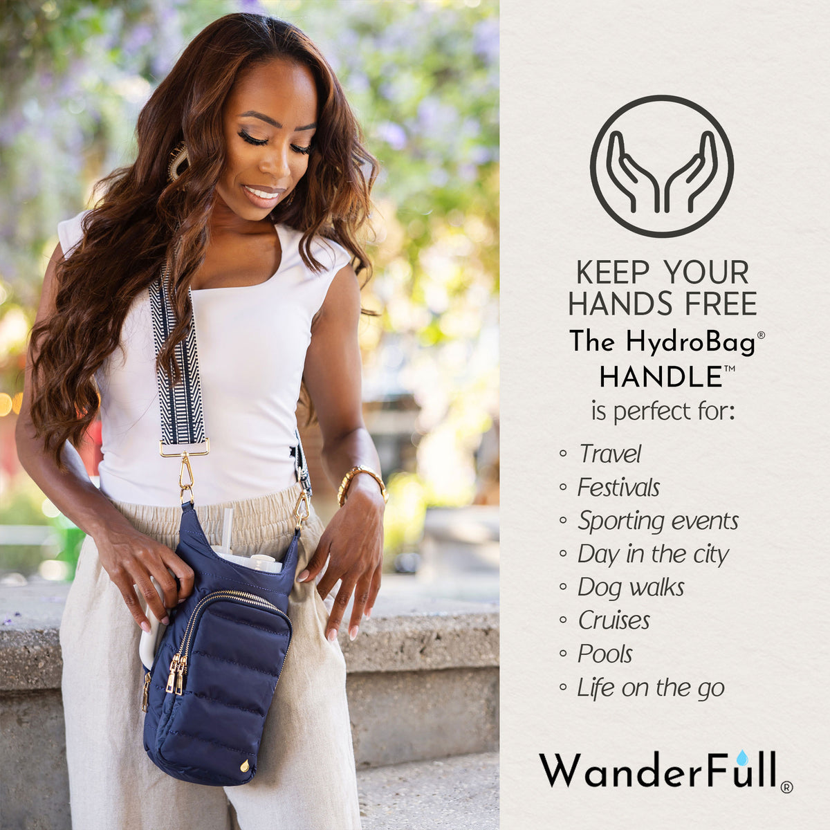HydroBag® HANDLE®- Navy Matte with Solid Vegan Leather Strap