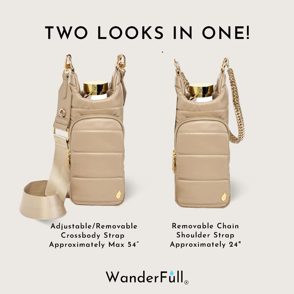 Taupe Vegan Leather Hydrobag® with Strap Bundle- Oprah's Favorite Things
