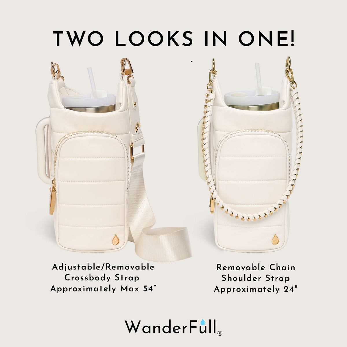 HydroBag® HANDLE®- Ivory Vegan Leather with Strap Bundle