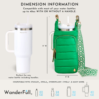 HydroBag® HANDLE®- Kelly Green with Green and White patterned strap