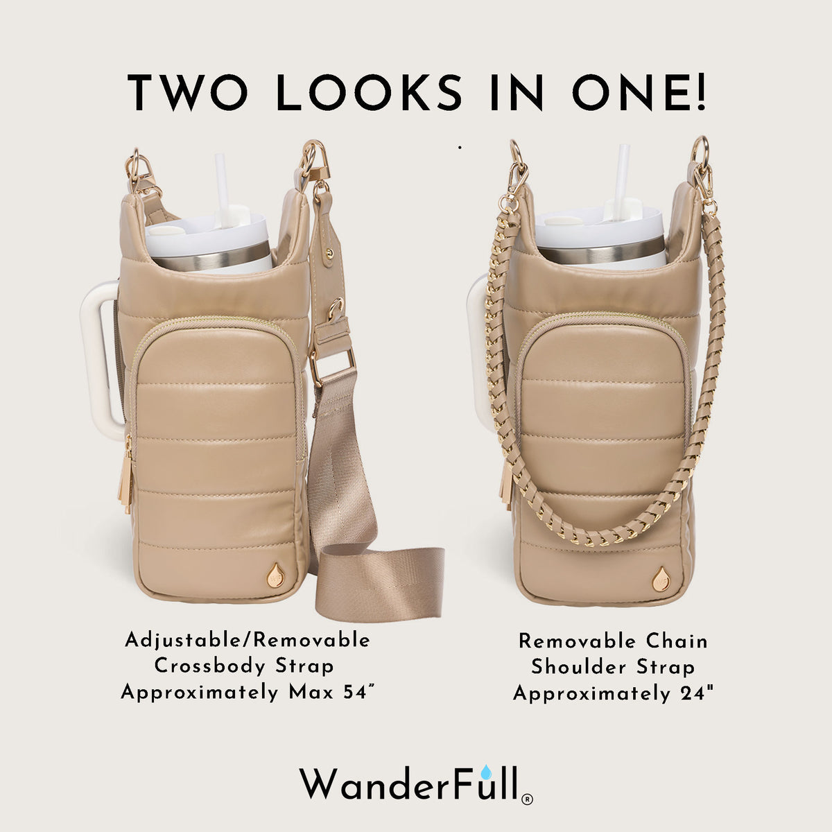 HydroBag® HANDLE®- Taupe Vegan Leather with Strap Bundle