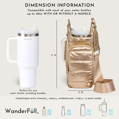 HydroBag® HANDLE®- Gold Shiny with Vegan Leather Trimmed Solid Strap