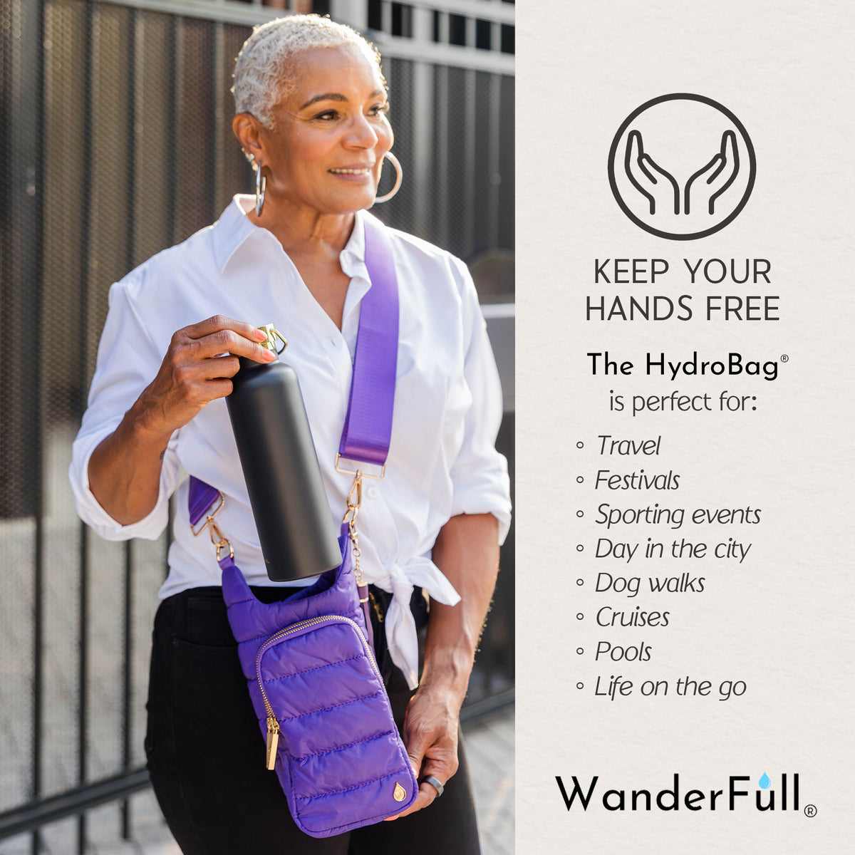 Deep Violet Matte HydroBag® with Matching Solid Strap