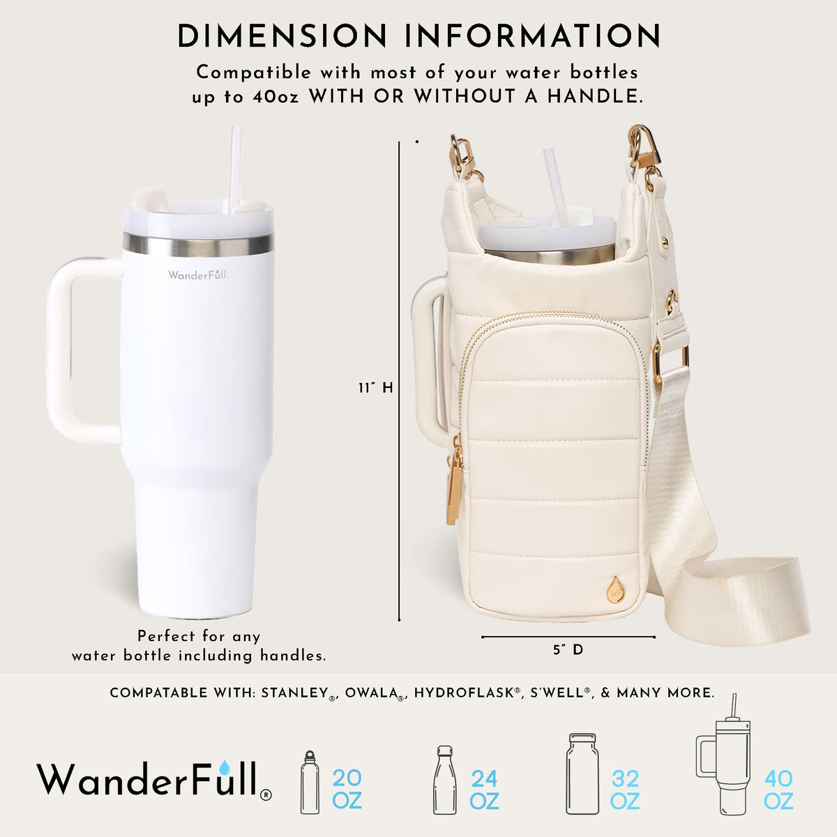 HydroBag® HANDLE®- Ivory Vegan Leather with Strap Bundle