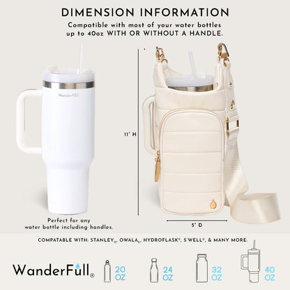 HydroBag® HANDLE®- Ivory Vegan Leather with Strap Bundle
