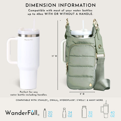 HydroBag® HANDLE® - Sage Green with Solid Vegan Leather Trimmed Strap