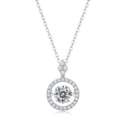 A Fashionable And Trendy Jewelry Necklace Pendant Set With 1-carat Moissanite S925 Sterling Silver And Platinum Plating