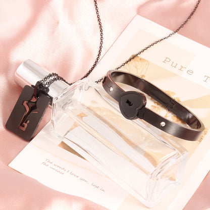 Couple Love Lock Bracelet Set – Heart‑Shaped Alloy Matching Bracelets for Men & Women