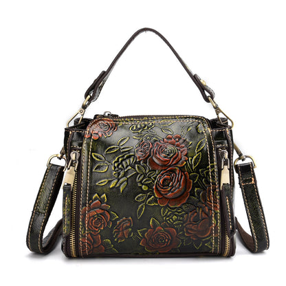 Genuine Leather Square Vertical Shoulder Bag - European And American For Women