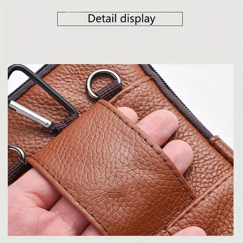 Leather Mobile Phone Shoulder Bag with Belt Clip & Card Slots