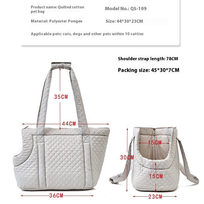 Quilted Pet Shoulder Bag – Korean Style Portable Travel Carrier