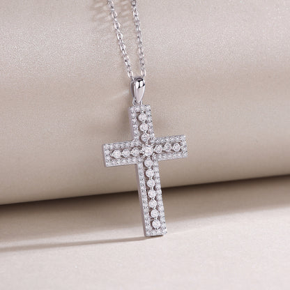 Shelter - Fashionable Jewelry Pendant Set With Moissanite S925 Sterling Silver And Platinum-plated Cross Diamond, Moissanite Silver Jewelry