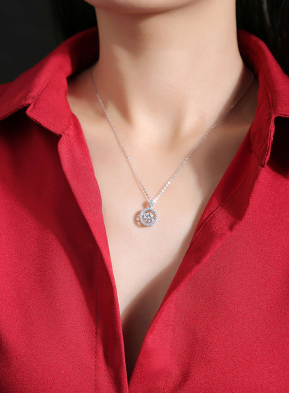 A Fashionable And Trendy Jewelry Necklace Pendant Set With 1-carat Moissanite S925 Sterling Silver And Platinum Plating