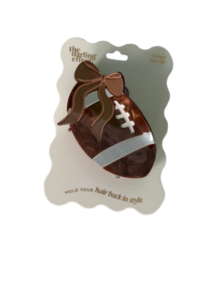 Football & Bow Acetate Claw Clip – Game Day Hair Accessory