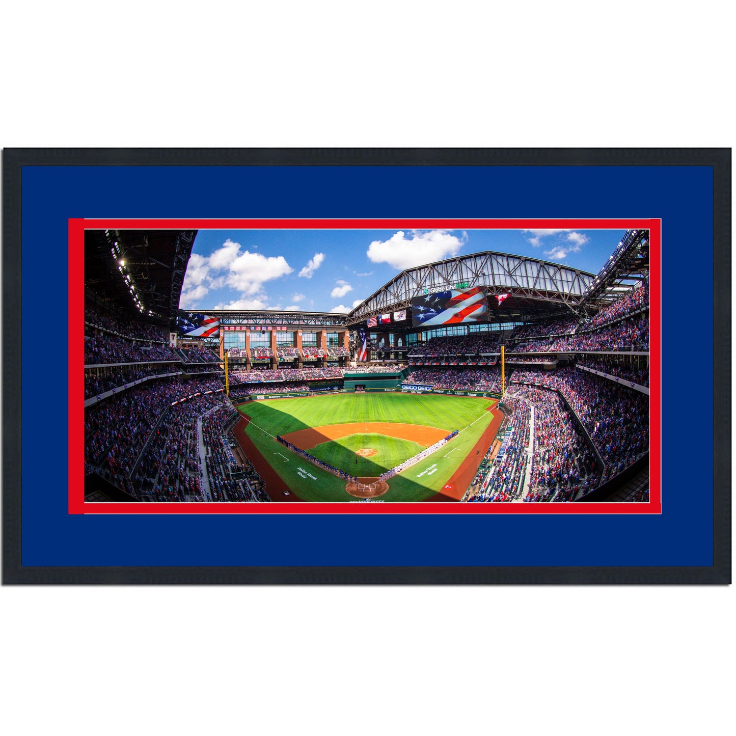 Framed Globe Life Field Texas Rangers 16x24 Baseball Photo Professionally Matted
