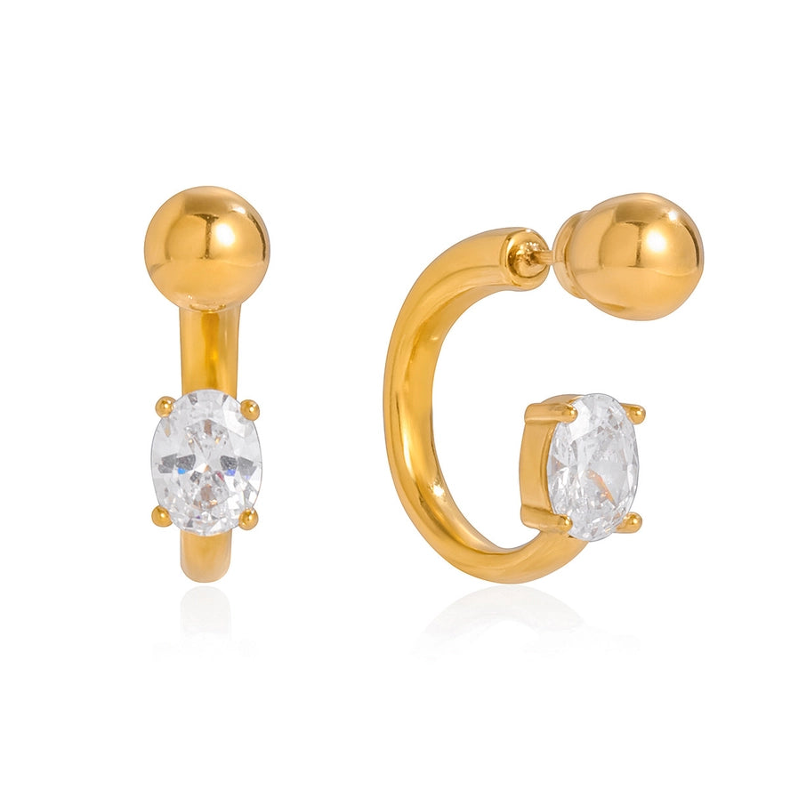 Gold Stud and Oval Earring Set