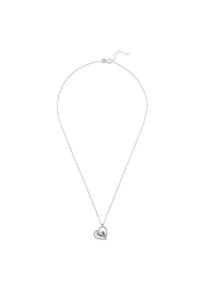 Heart Mum Pendant Necklace – Sterling Silver & Sparkling Zircon Detail