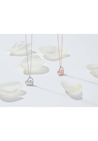 Heart Mum Pendant Necklace – Sterling Silver & Sparkling Zircon Detail