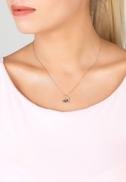 Heart Mum Pendant Necklace – Sterling Silver & Sparkling Zircon Detail