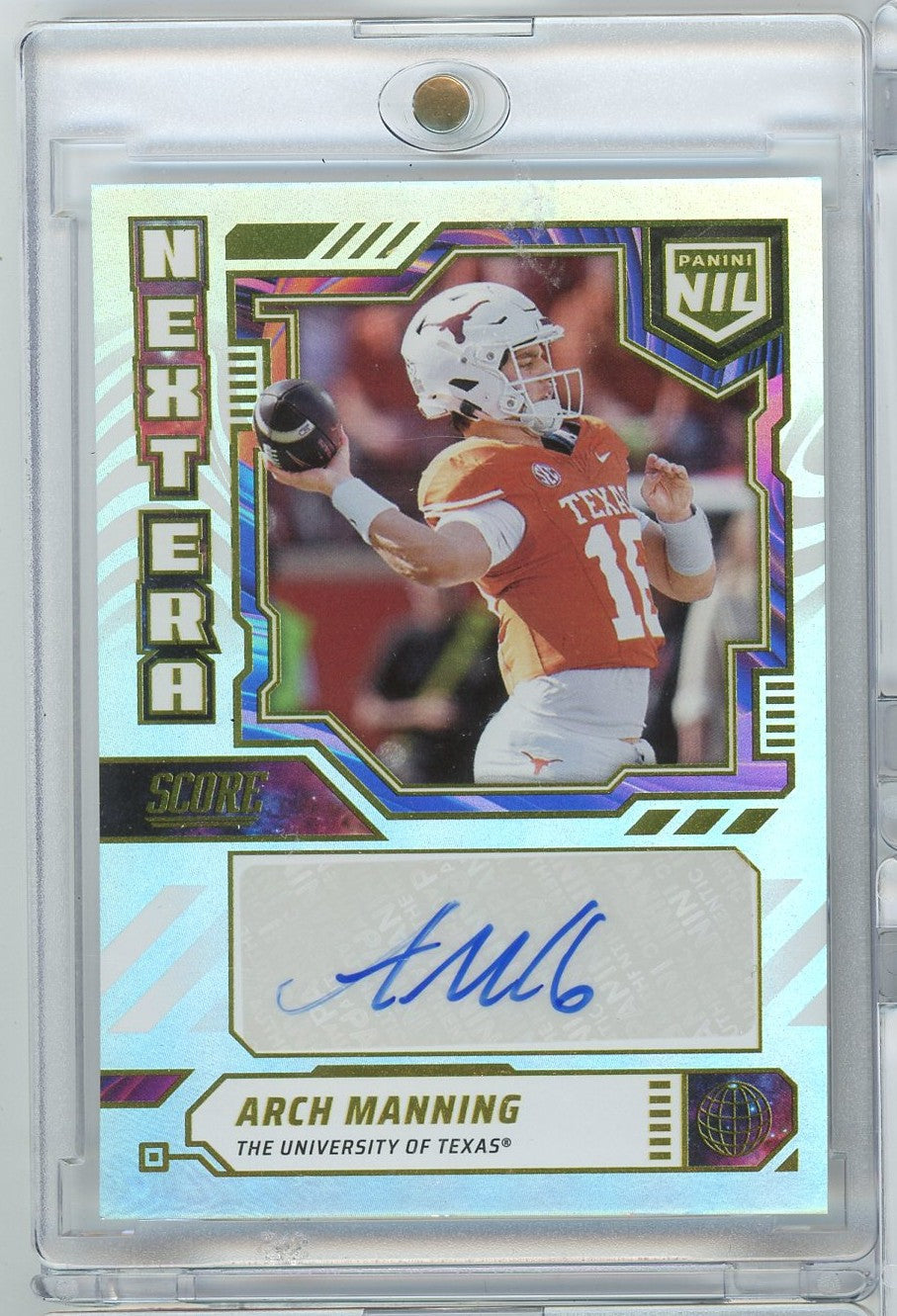 2025 Panini Score Arch Manning #NEN-AMA Next Era Auto Texas Longhorns Rookie RC Football Card