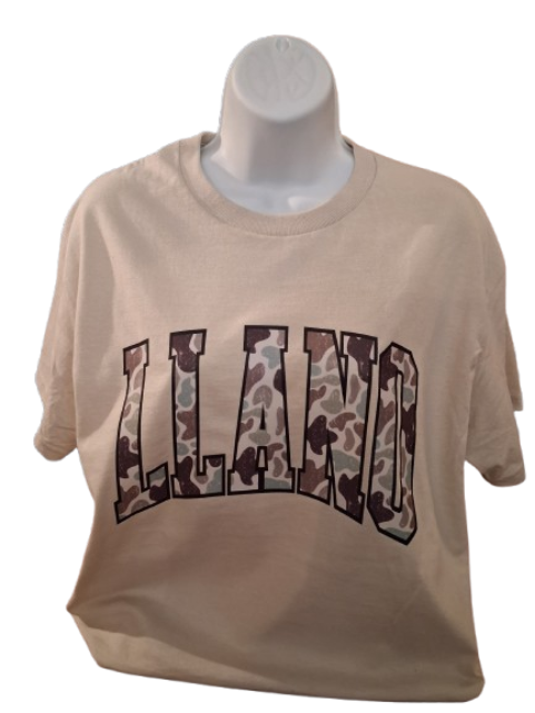 Llano Camo Block Letter Graphic Tee – Sand / Tan