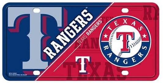Texas Rangers Metal Auto Tag License Plate, Split Design, 6x12 Inch