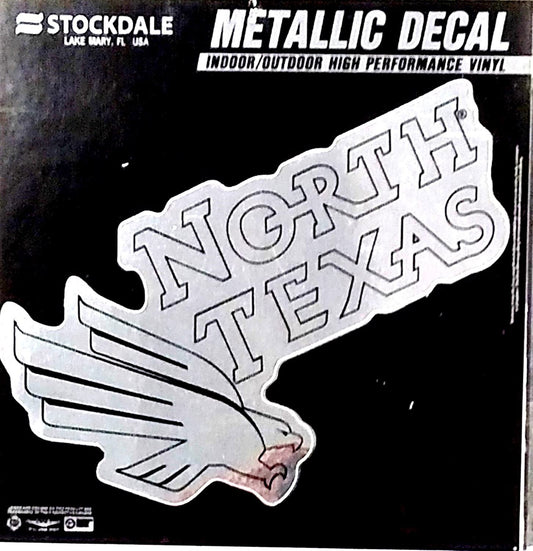 University of North Texas Mean Green 6 Inch Decal Sticker, Metallic Chrome Shimmer Design