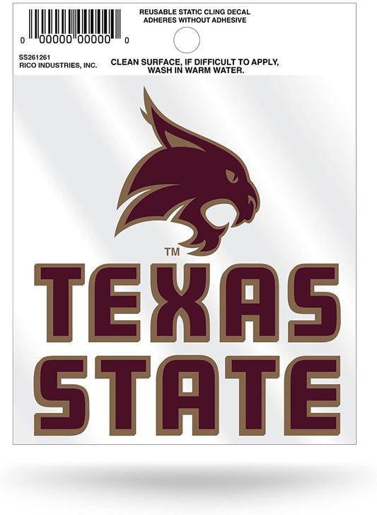 Texas State University Bobcats 3 Inch Flat Static Cling Decal