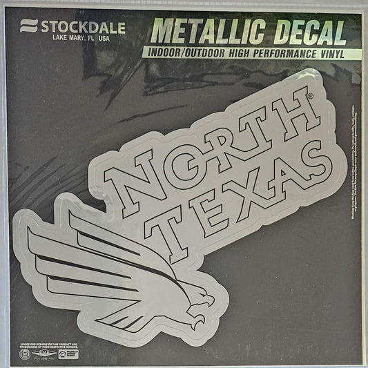 University of North Texas Mean Green Decal Sticker, Die Cut, 12 Inch, Chrome Shimmer Design, All Surface, Full Adhesive Backing, Officially Licensed