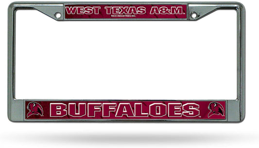 West Texas A&M University Buffaloes Premium Metal License Plate Frame Chrome Tag Cover, 12x6 Inch