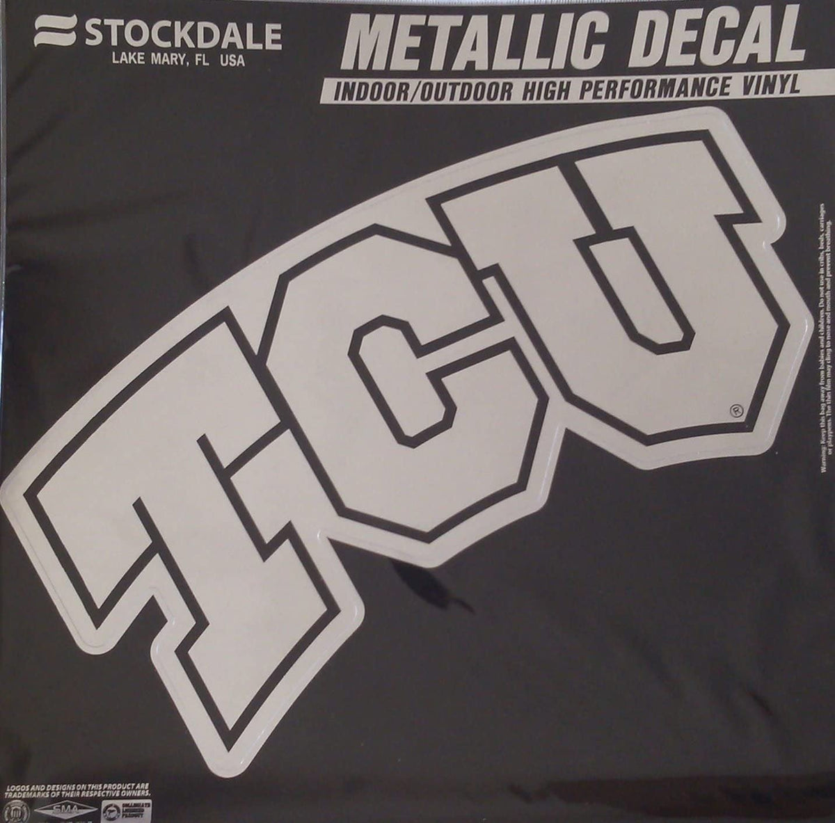 Texas Christian Horned Frogs TCU 12" Large Silver Metallic Vinyl Auto Decal University Of