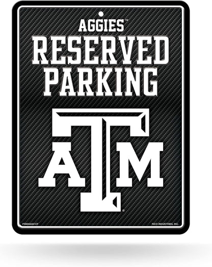 Texas A&M University Aggies Metal Parking Novelty Wall Sign 8.5 x 11 Inch Carbon Fiber Design