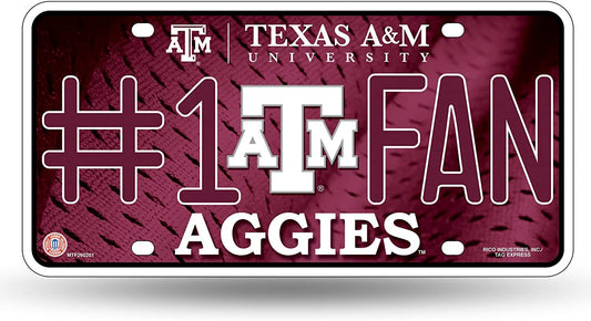 Texas A&M University Aggies Metal Auto Tag License Plate, #1 Fan Design, 6x12 Inch