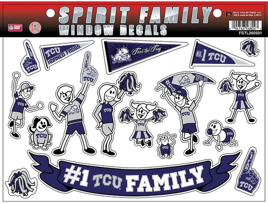 Texas Christian University Horned Frogs TCU Family Decals Sheet, 8x11 Inch