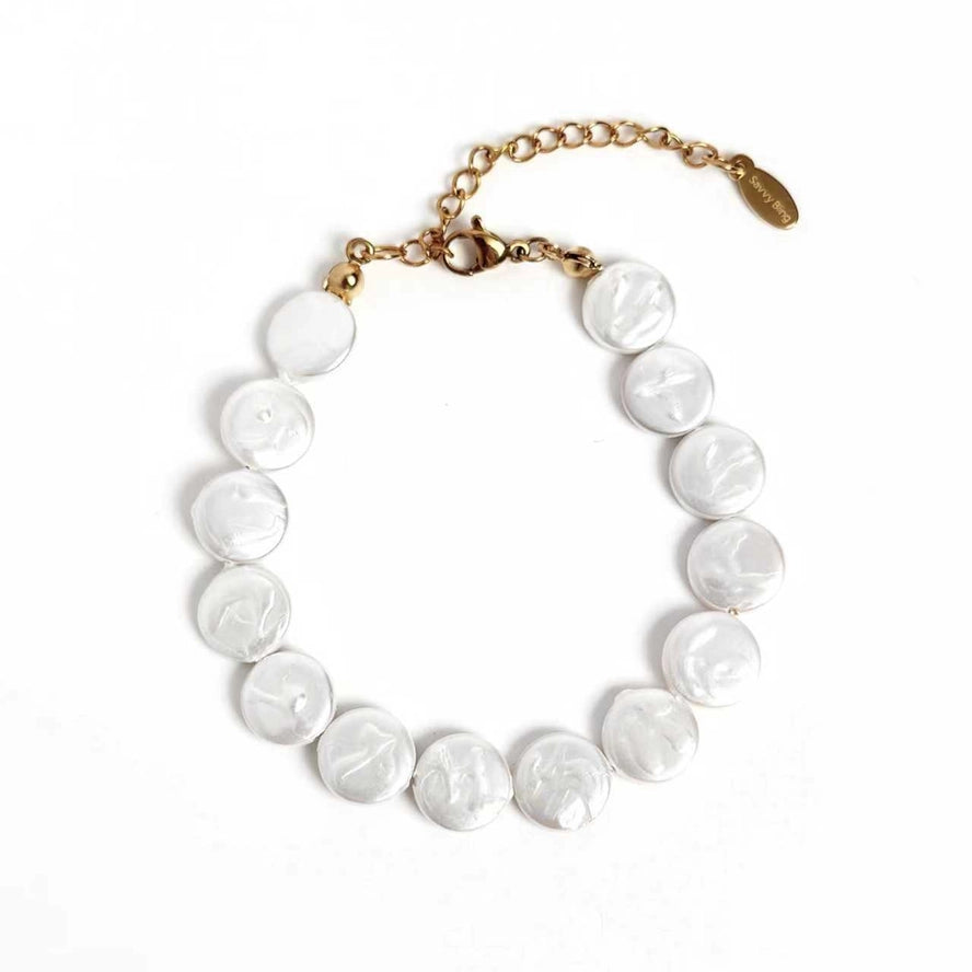 Luxe Mother of Pearl Flat Coin Bracelet