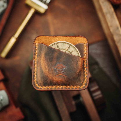 Handmade Premium Leather Challenge Coin Holder – Peso Pocket Duo | Double Coin Slip for Military Coins |