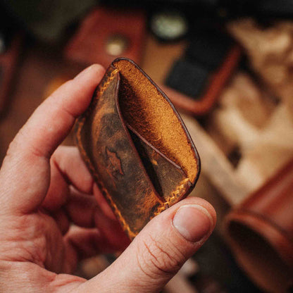 Handmade Premium Leather Challenge Coin Holder – Peso Pocket Duo | Double Coin Slip for Military Coins |