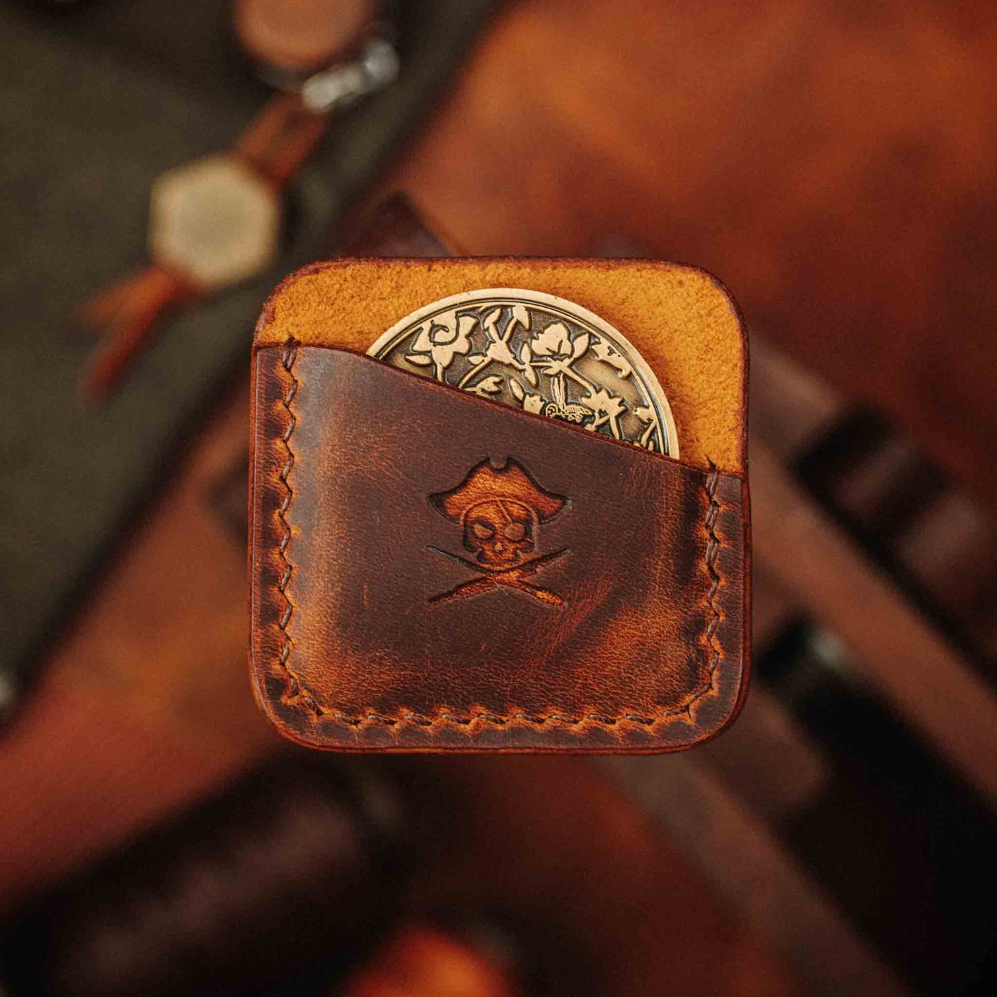 Challenge Coin Holder - Peso Pocket | Coin Case | Handcrafted Leather Military Challenge