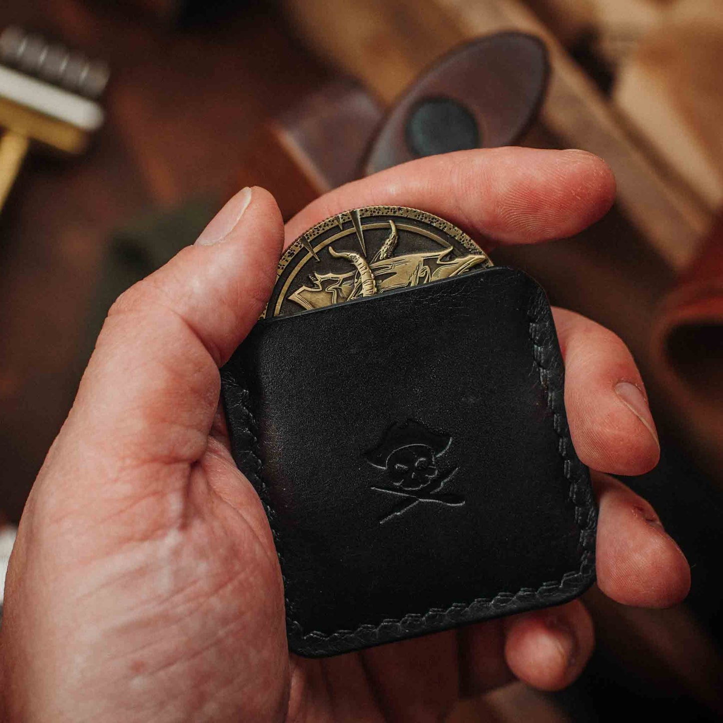 Challenge Coin Holder - Peso Pocket v3 | Leather Coin Case | Handcrafted Leather EDC