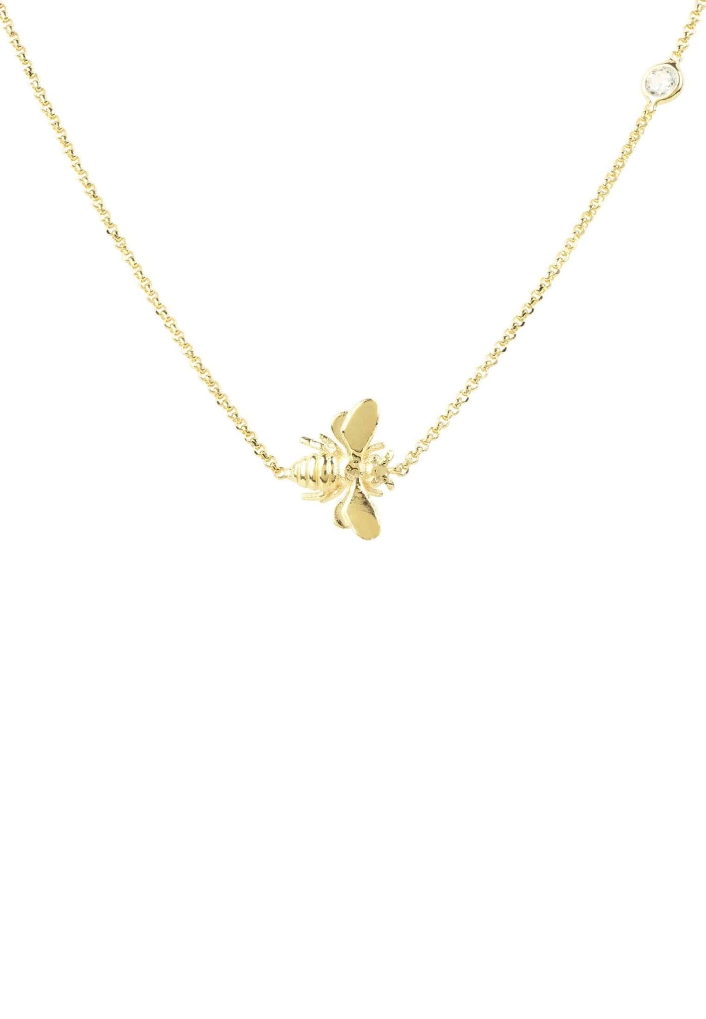 Queen Bee Necklace – Gold & Sparkling Zircon Detail
