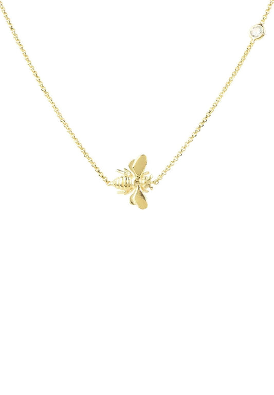 Queen Bee Necklace – Gold & Sparkling Zircon Detail