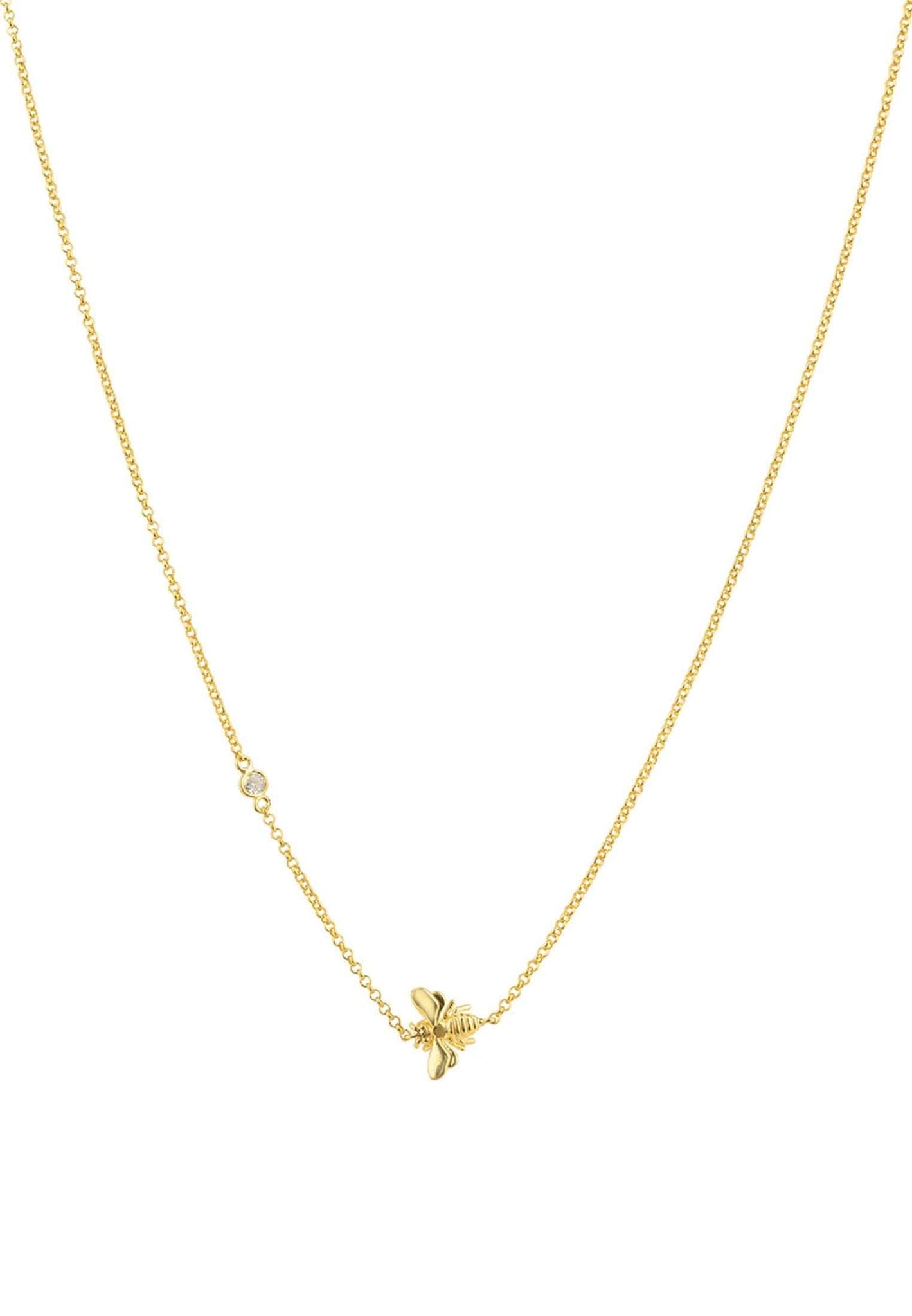 Queen Bee Necklace – Gold & Sparkling Zircon Detail