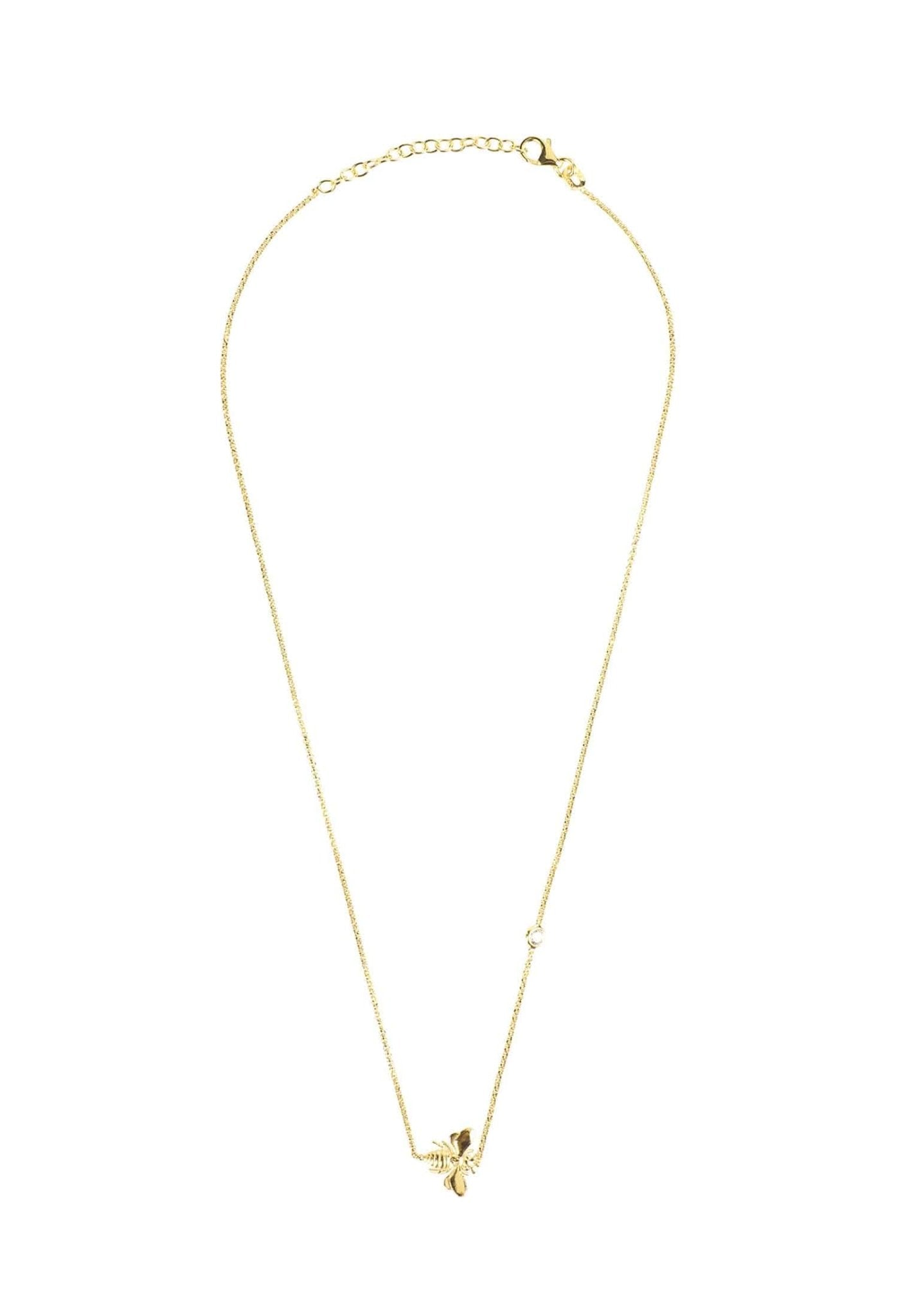 Queen Bee Necklace – Gold & Sparkling Zircon Detail