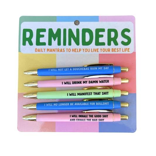 Reminders Pen Set – Ballpoint Pens for Self-Care & Daily Affirmations