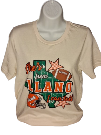 She’s From Llano Graphic Tee – Cream Game Day Shirt