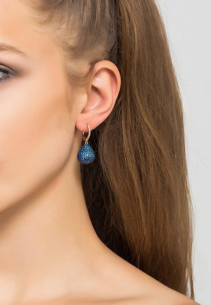 Valerie Pear Drop Gemstone Earrings – Rose Gold & Sapphire Blue Elegance