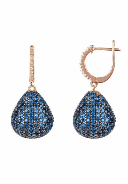 Valerie Pear Drop Gemstone Earrings – Rose Gold & Sapphire Blue Elegance