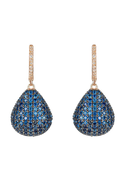 Valerie Pear Drop Gemstone Earrings – Rose Gold & Sapphire Blue Elegance
