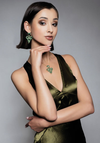 Viper Snake Drop Earrings - Gold & Emerald Glamour